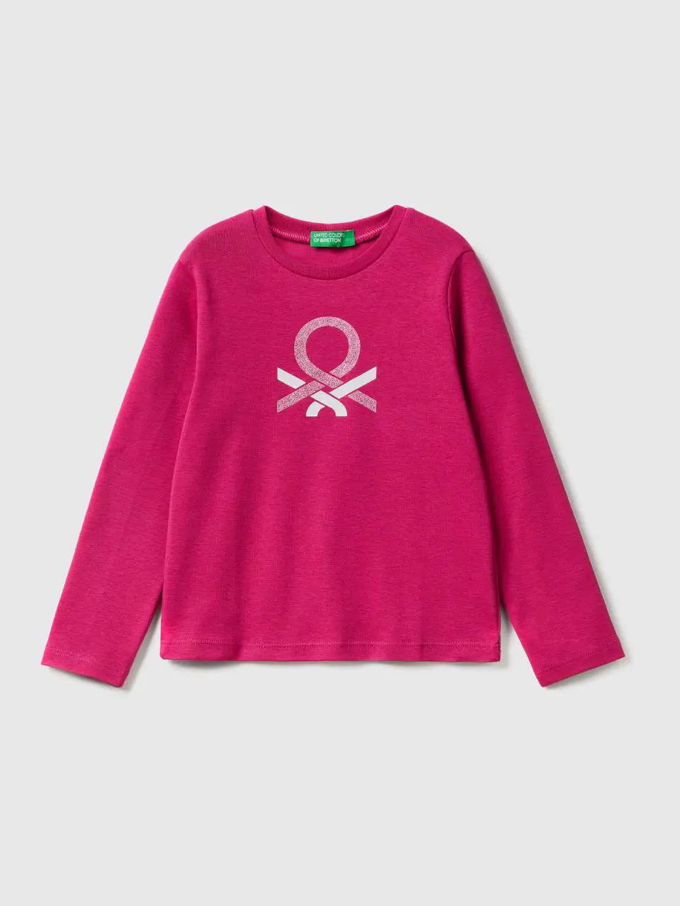 Benetton long sleeve t-shirt with glitter print. 1