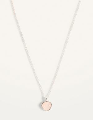 Real Silver-Plated Rose Quartz Pendant Necklace for Women silver