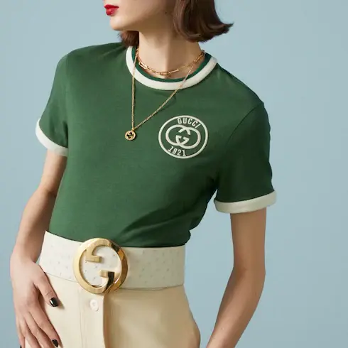 Gucci Cotton jersey T-shirt with Gucci embroidery. 3