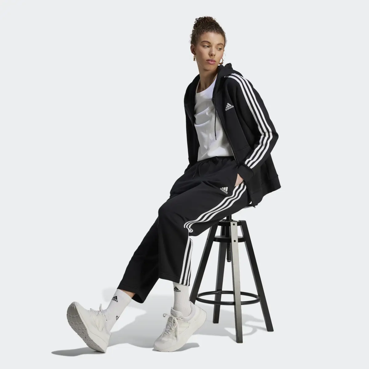 Adidas Essentials 3-Stripes Open Hem Fleece Pants. 3