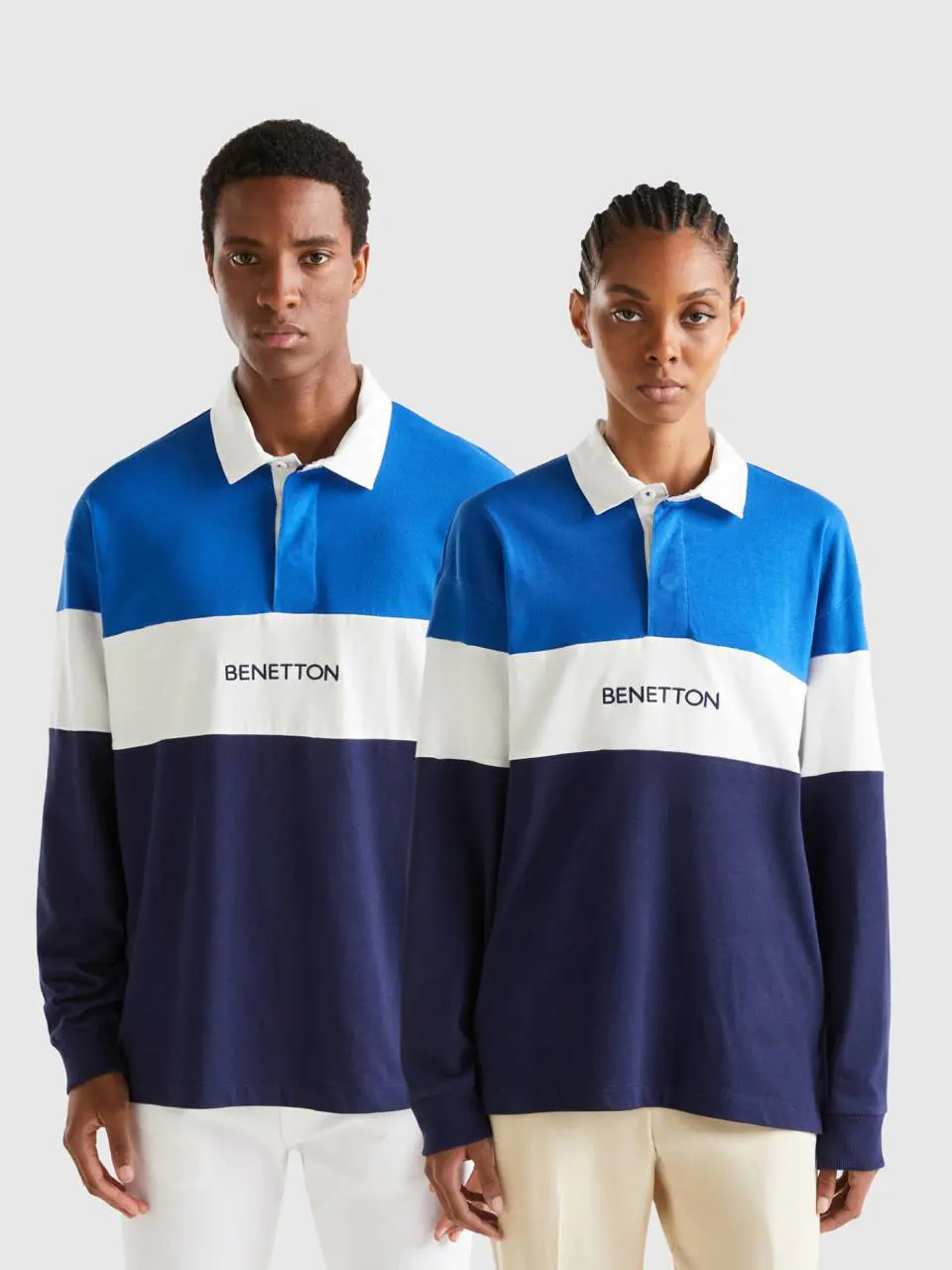 Benetton blue rugby style polo. 1