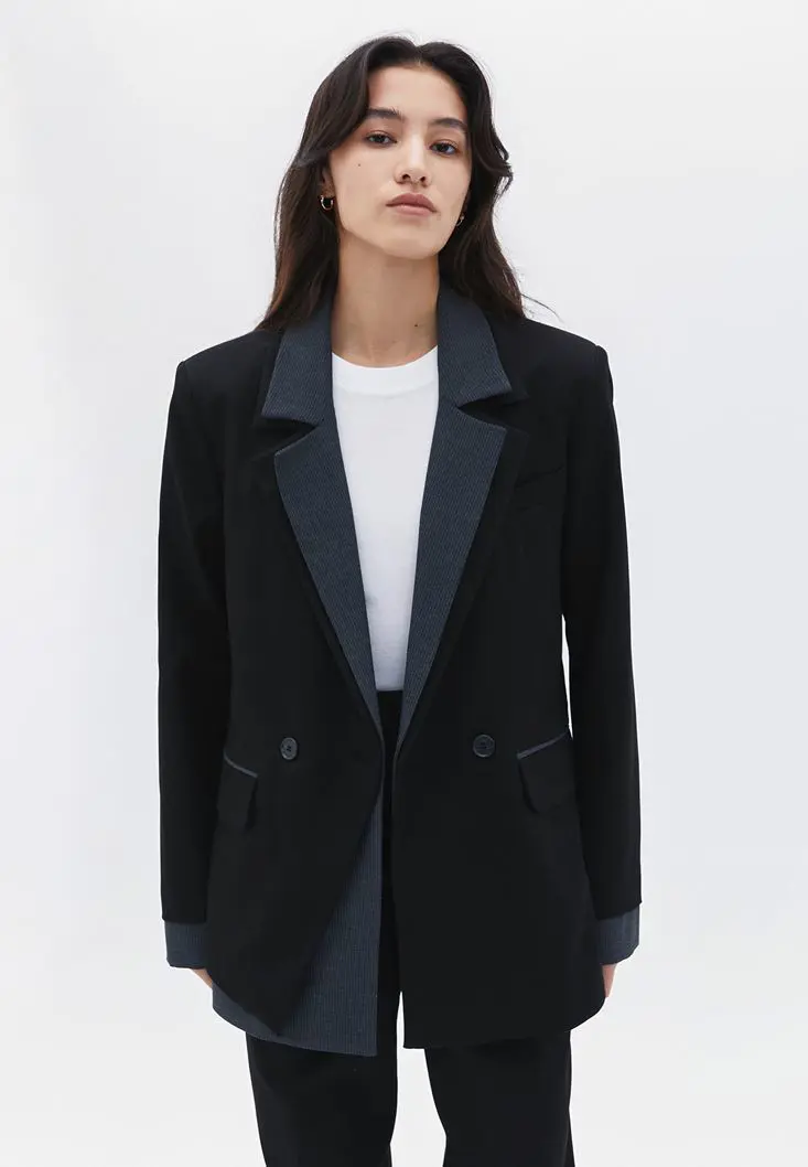 Oxxo Siyah Oversize Blazer Ceket. 2