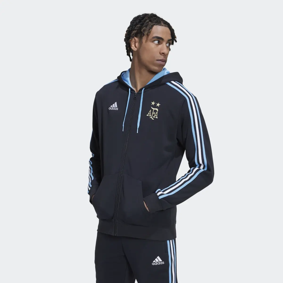 Adidas Argentina 3-Stripes Full-Zip Hoodie. 1