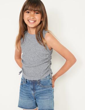 Old Navy Rib-Knit High-Neck Cinch-Tie Tank Top for Girls gray