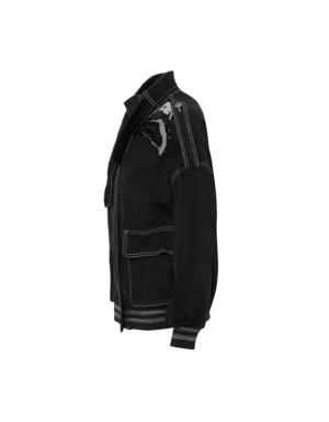 Faux Fur Detailed Oversize Black Jacket