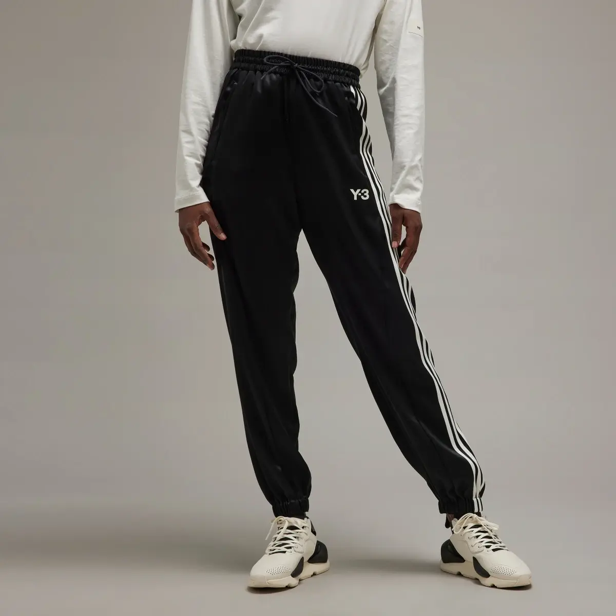 Adidas Y-3 Tech Silk 3-Stripes Cuffed Tracksuit Bottoms. 1