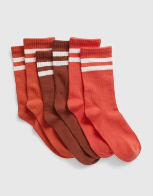 Kids Organic Cotton Stripe Crew Socks (3-Pack) orange