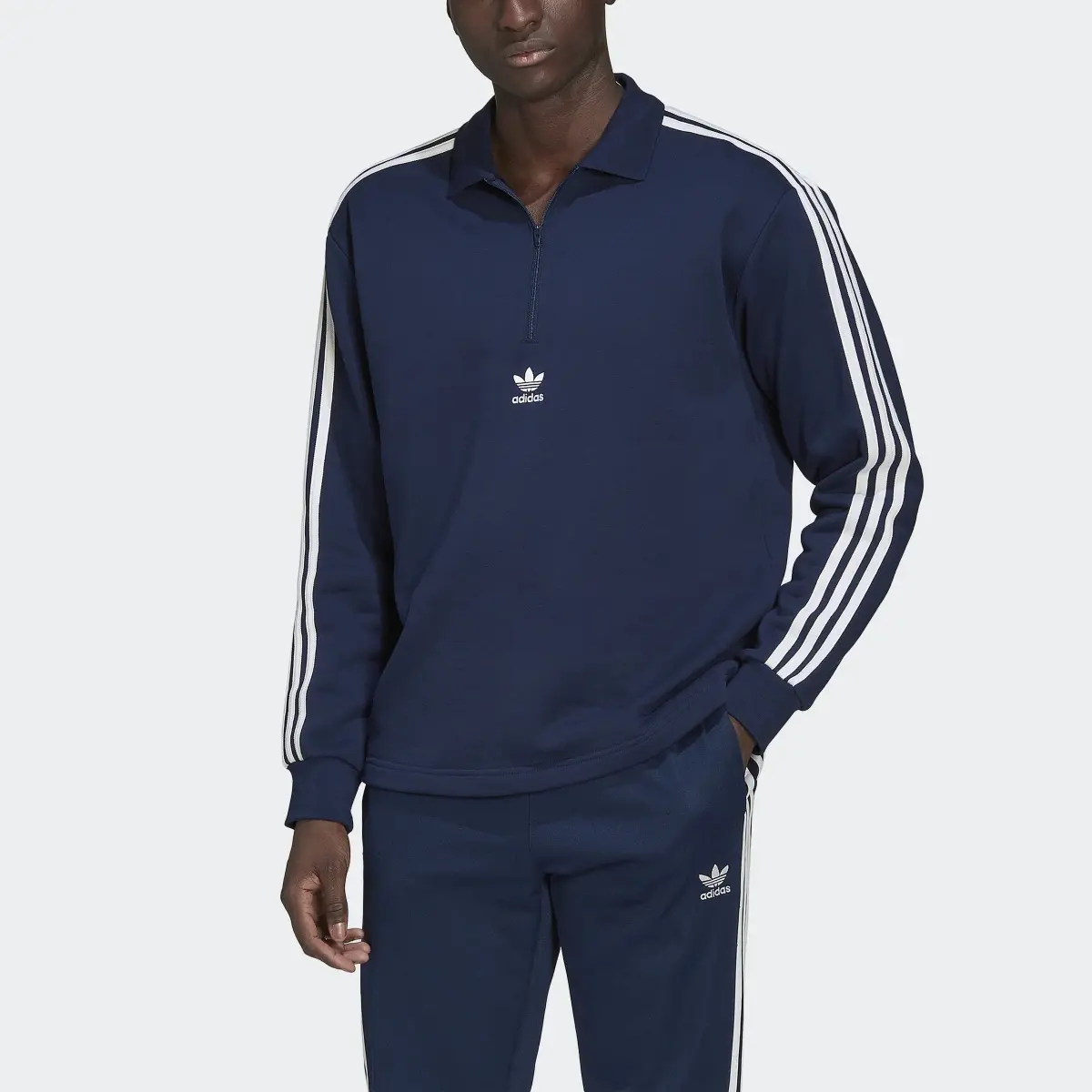 Adidas Adicolor 3-Stripes Long Sleeve Polo Sweatshirt. 1