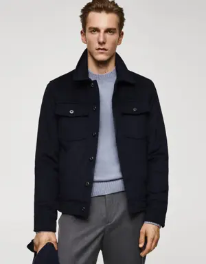 Pocketed wool-blend jacket