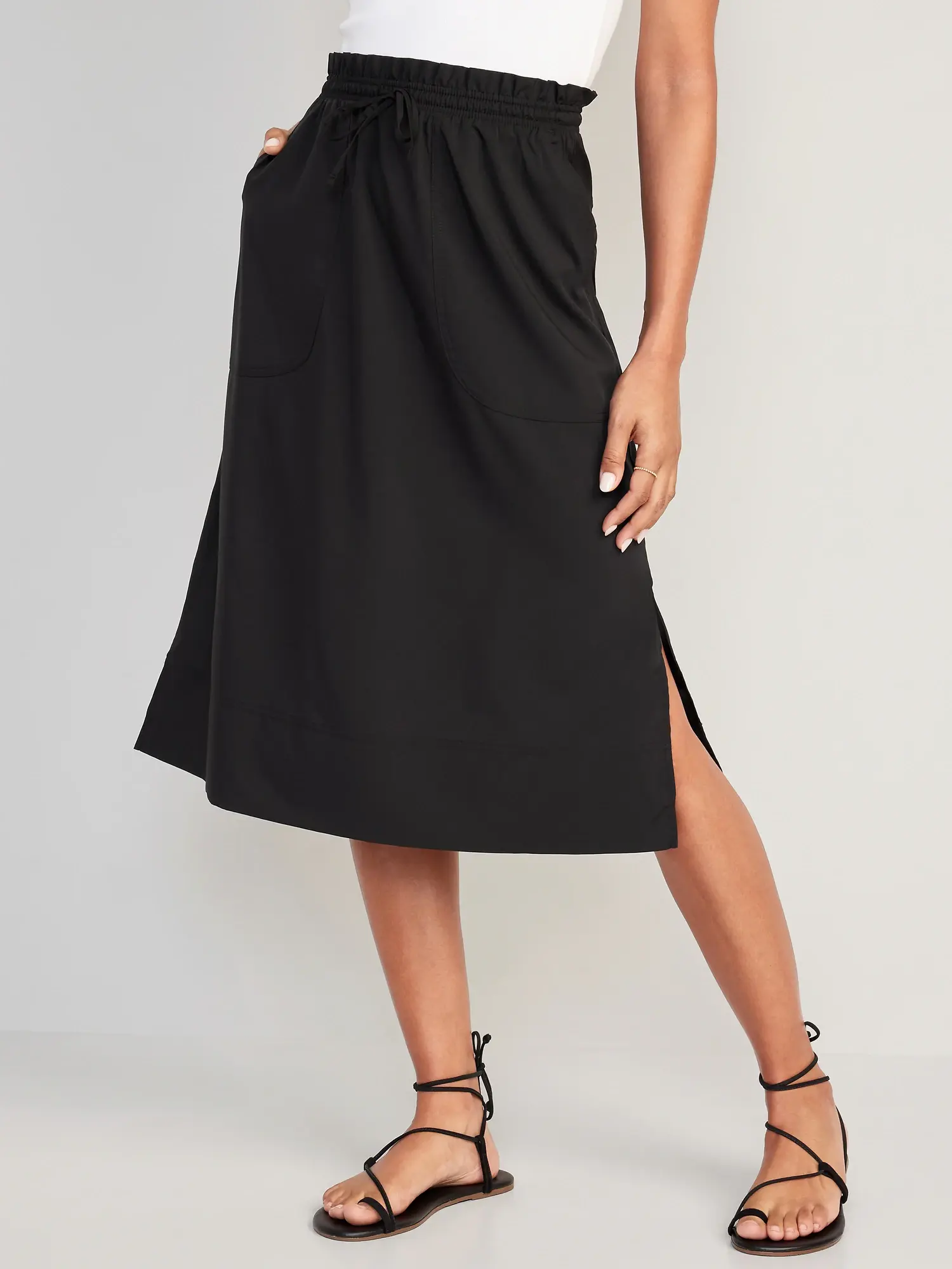 Navy high hotsell waisted midi skirt