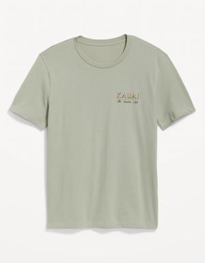Soft-Washed Crew-Neck Graphic T-Shirt for Men beige