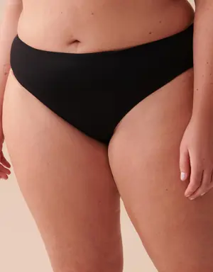 BLACK Mid Waist Cheeky Bikini Bottom