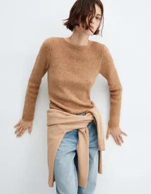 Boat-neck knitted sweater