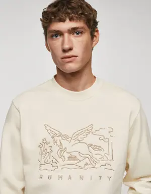 Embroidered detail cotton sweatshirt