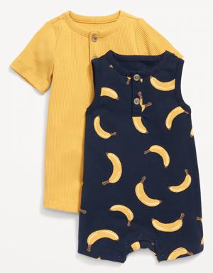 Old Navy Unisex Henley Romper 2-Pack for Baby multi