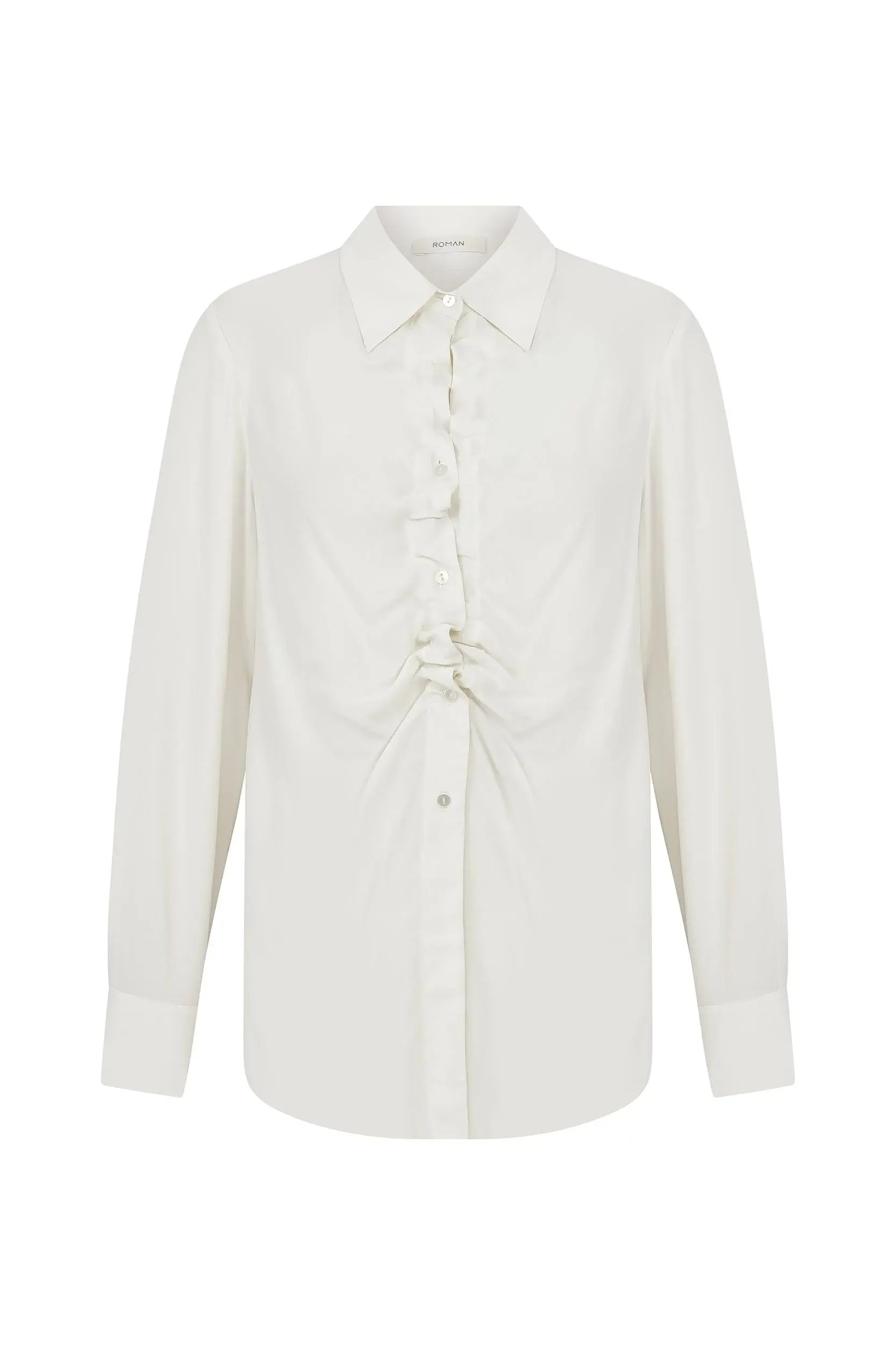 Roman Cream Pleated Placket Shirt - 4 / Bone. 1