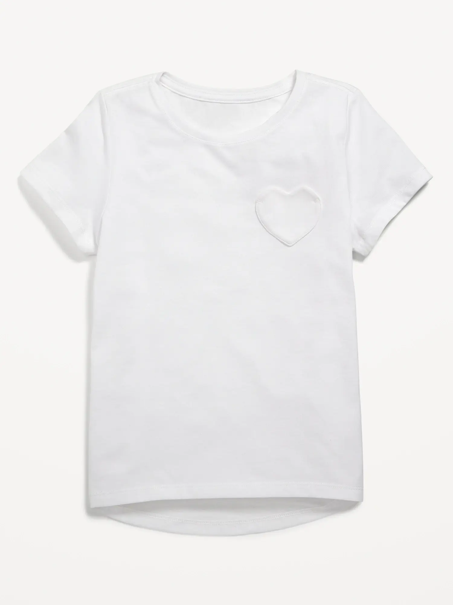 Old Navy Softest Short-Sleeve Heart-Pocket T-Shirt for Girls white. 1