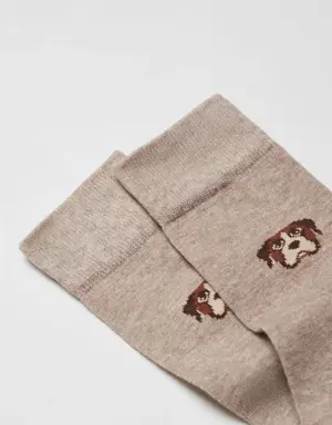 Animal embroidered cotton socks