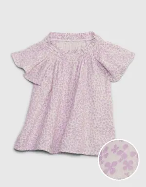 Toddler Floral Flutter Sleeve Top purple