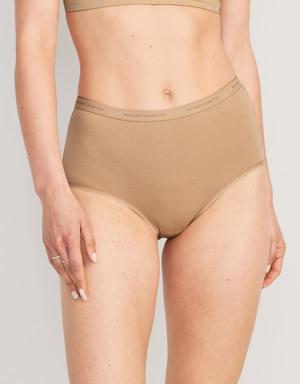 High-Waisted Logo Graphic Bikini Underwear beige