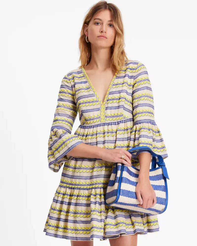 Kate Spade Awning Stripe Embroidered Tunic. 1