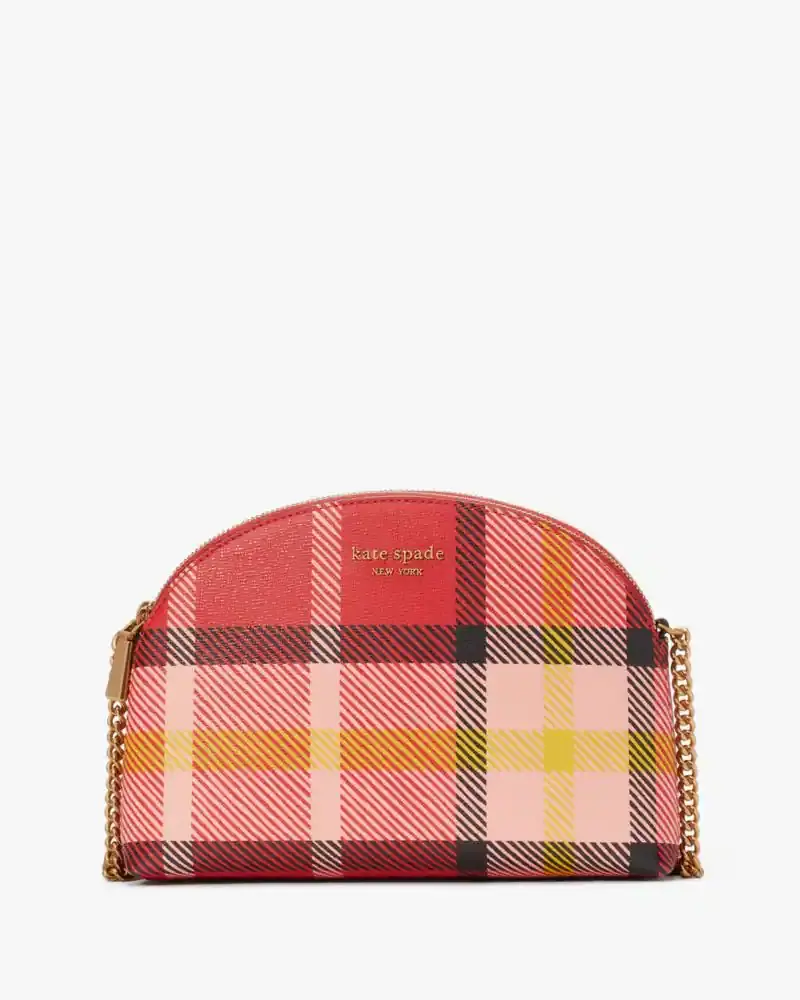 Kate Spade Morgan Museum Plaid Double-zip Dome Crossbody. 1