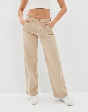 Stretch Low-Rise Baggy Wide-Leg Pant