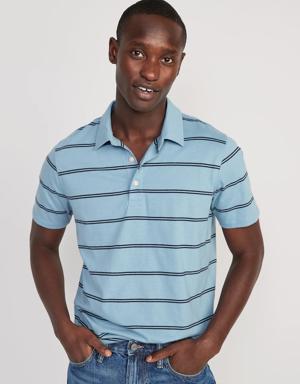 Classic Fit Striped Jersey Polo for Men blue