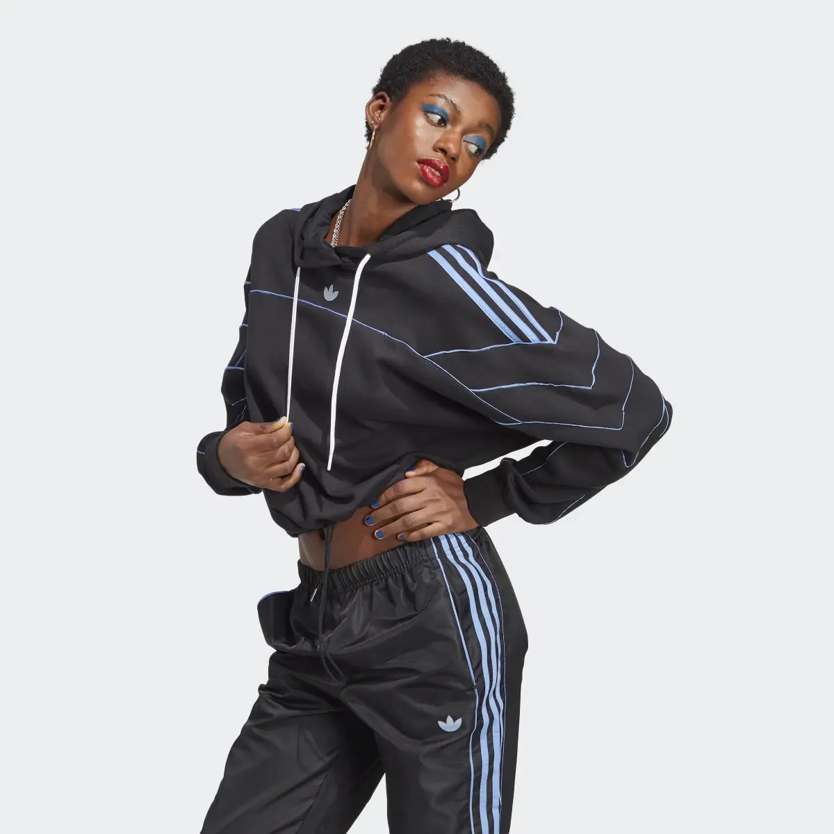 Adidas Archive Cut Line Crop Hoodie. 2