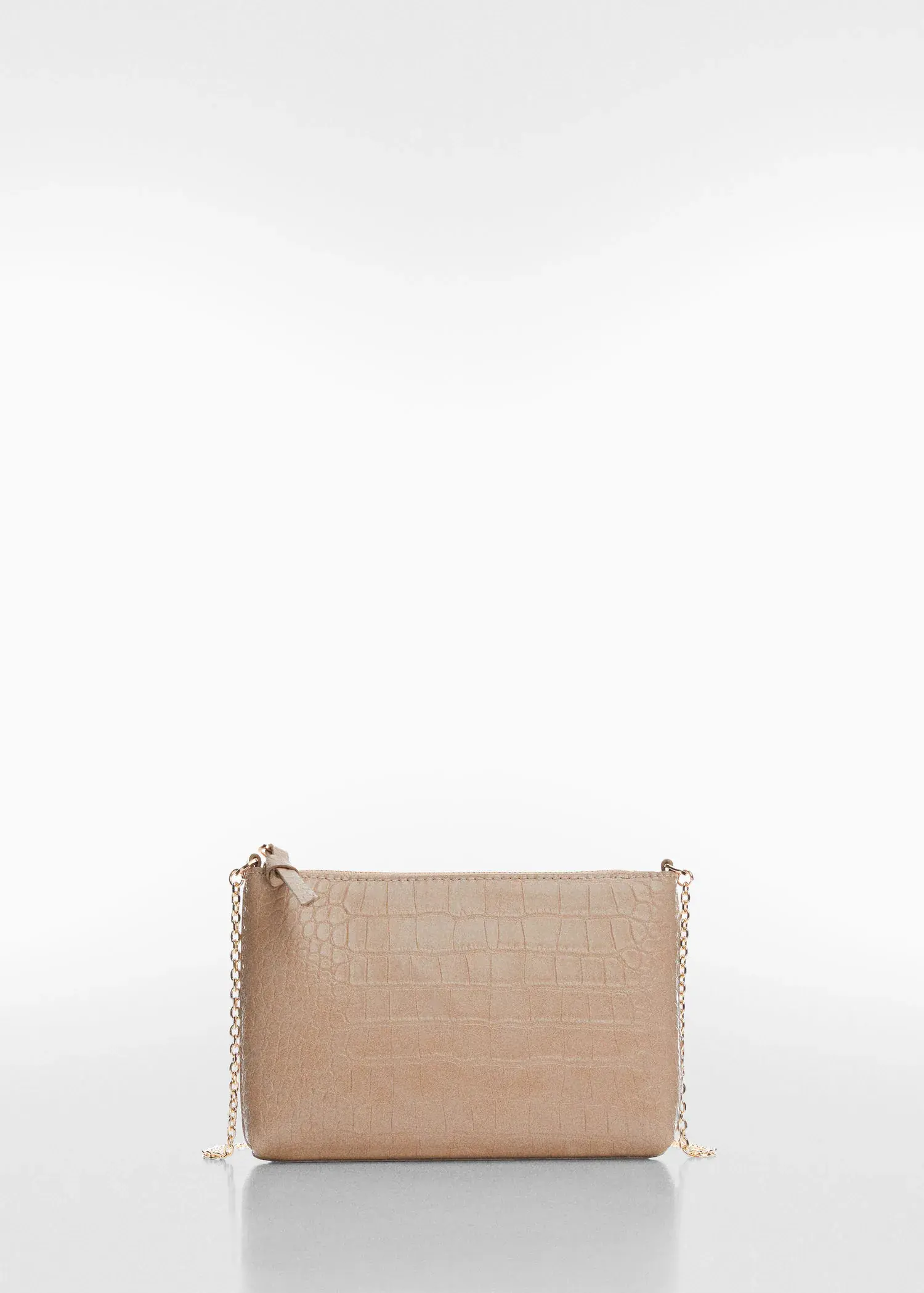 Mango Coco chain bag. a beige purse is shown on a white background. 