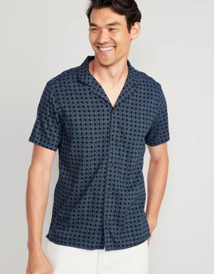 Short-Sleeve Printed Camp Shirt for Men blue