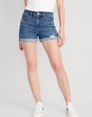 High-Waisted OG Straight Jean Shorts for Women -- 3-inch inseam blue