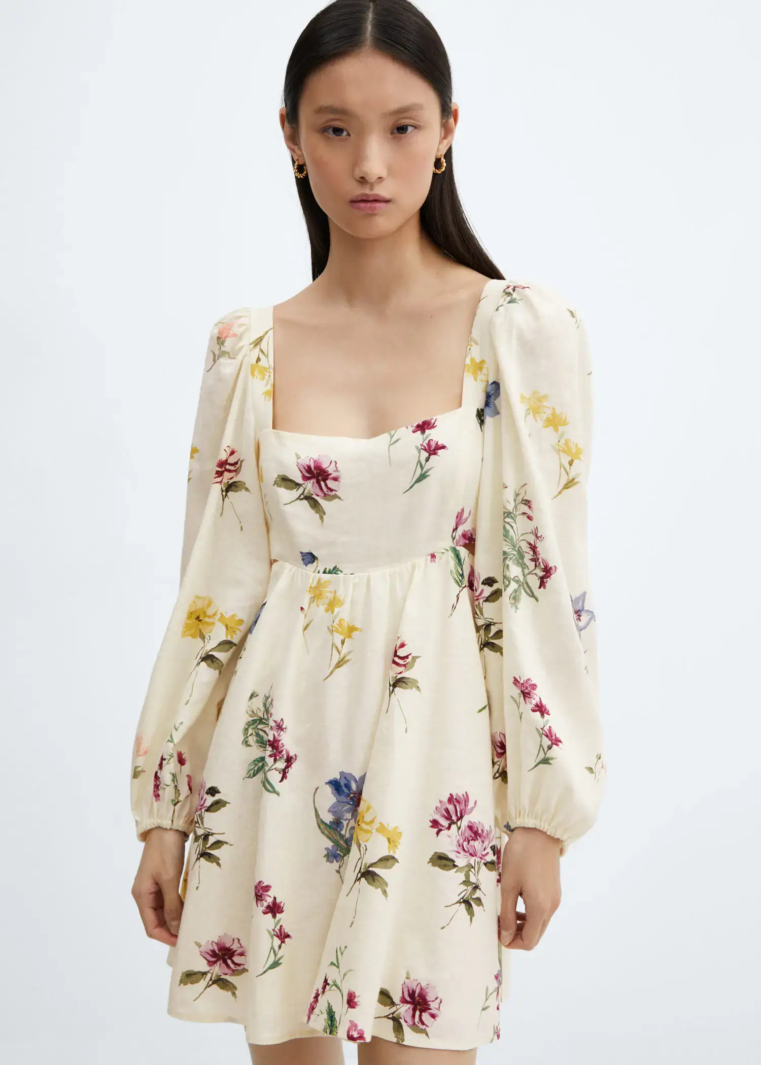 Mango Floral linen-blend dress. 2