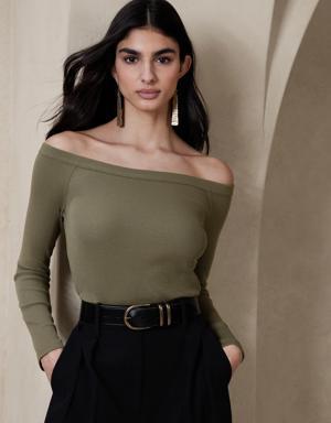 Ribbed Off-Shoulder Top multi