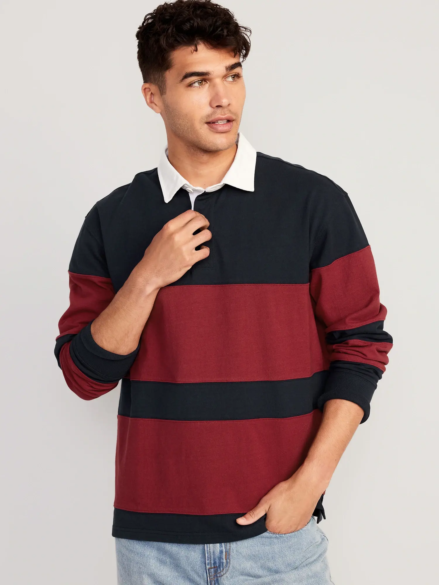 Old Navy Long-Sleeve Rugby Polo for Men multi. 1