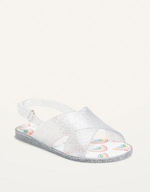 Cross-Strap Jelly Sandals for Toddler Girls clear
