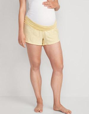 Maternity Rollover-Waist Slub-Knit Shorts -- 3.5-inch inseam yellow