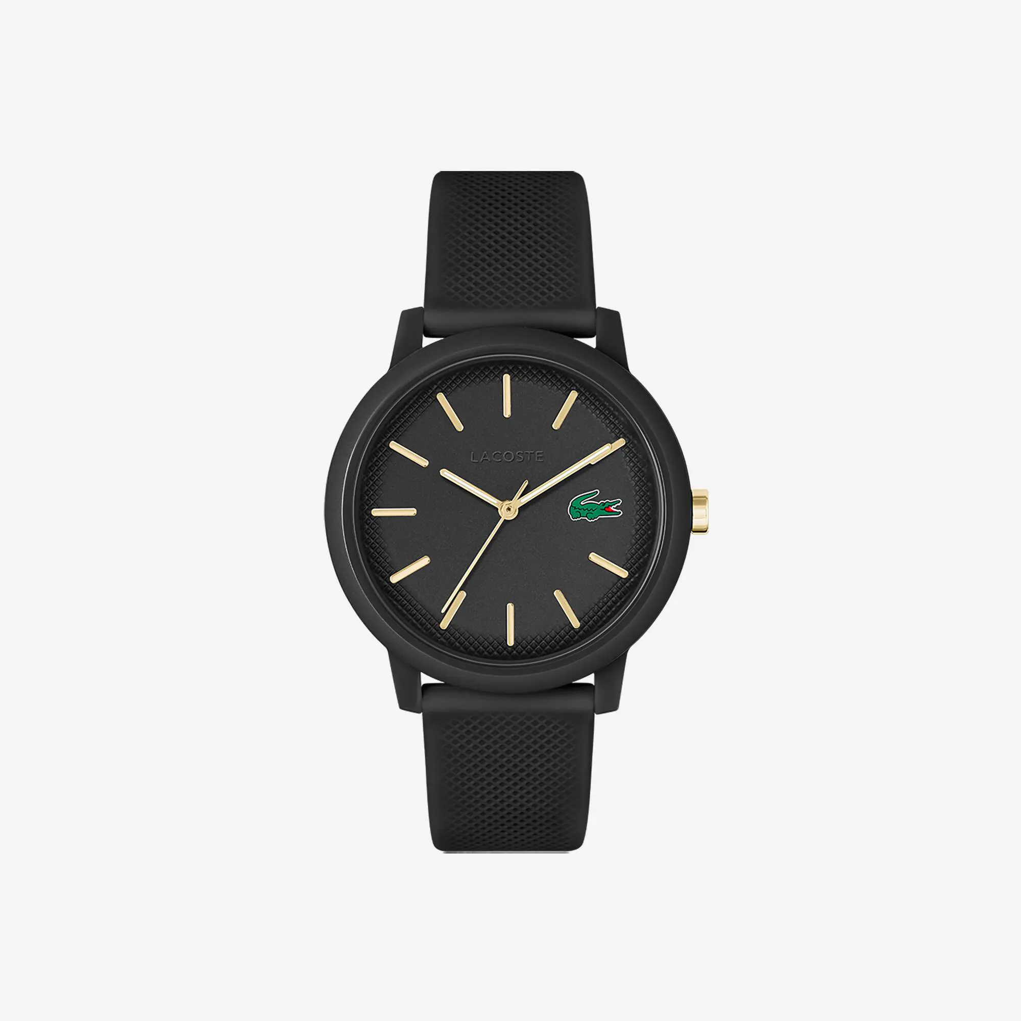 Lacoste Herren LACOSTE 12.12 Armbanduhr aus schwarzem Silikon. 1