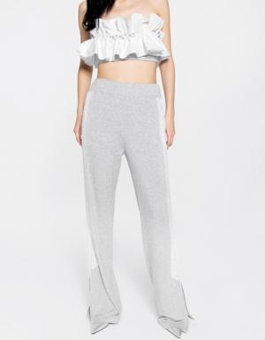 Grey Tracksuit With Hidden Zipper Leg Slits and Tires