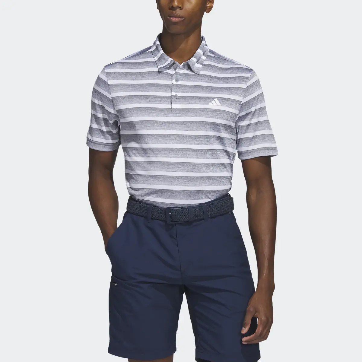 Adidas Two-Color Striped Golf Polo Shirt. 1