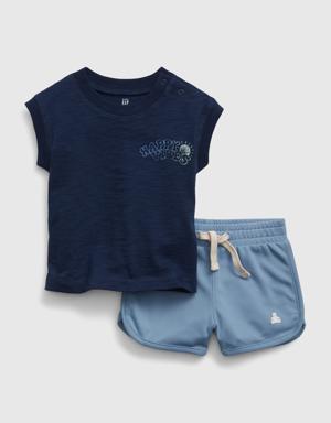 Gap Baby Tank & Mesh Shorts Outfit Set blue