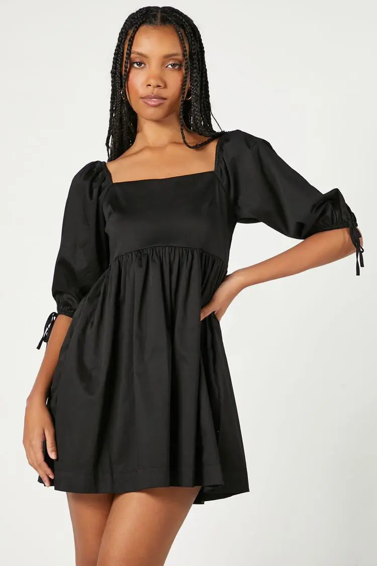 Forever 21 Forever 21 Puff Sleeve Babydoll Dress Black. 1