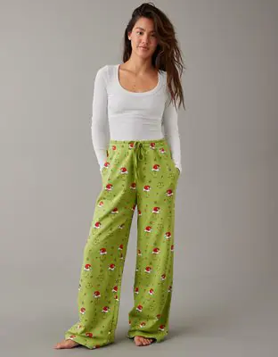 American Eagle Grinch Fleece Wide-Leg PJ Pant. 1