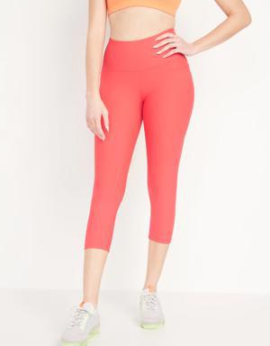 Old Navy High-Waisted PowerSoft Crop Leggings for Women red