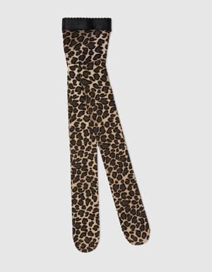 Stretch knit leopard print tights