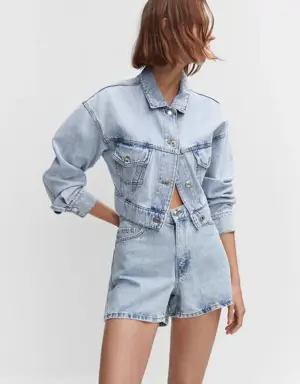 Jeans-Shorts mit hoher Taille
