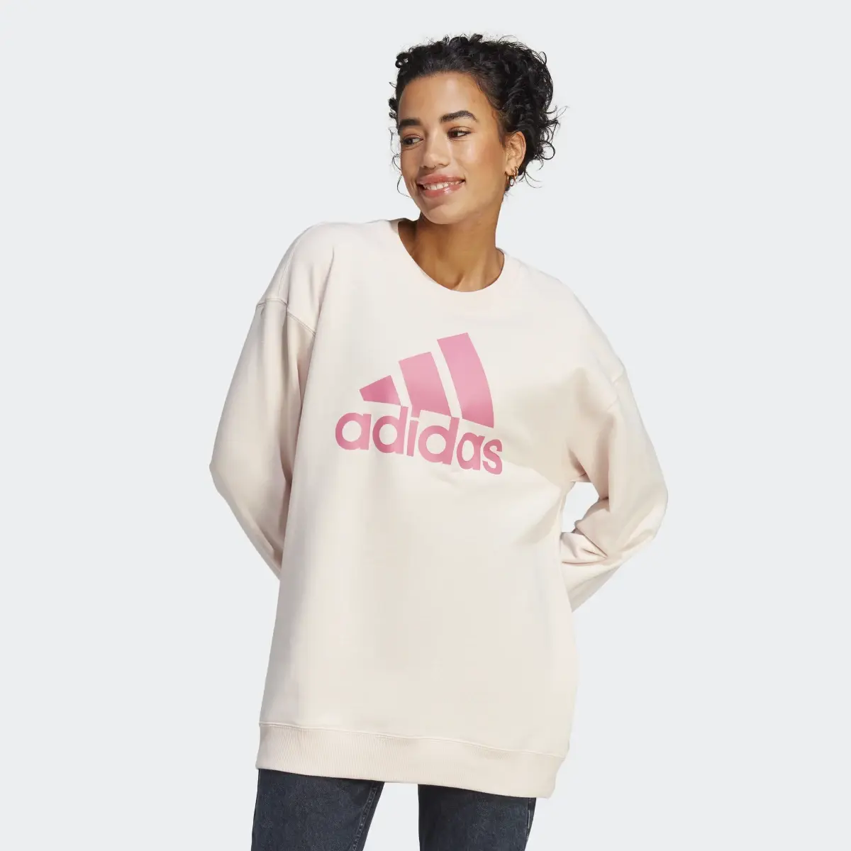 Adidas Sudadera Essentials Logo Extra Grande Tela French Terry Ajuste Holgado. 2