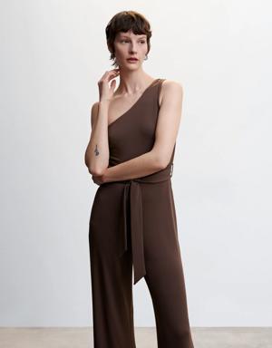 Asymmetrical jumpsuit with bow