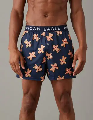 American Eagle O Gingerbread Men Ultra Soft Pocket Boxer Short. 1