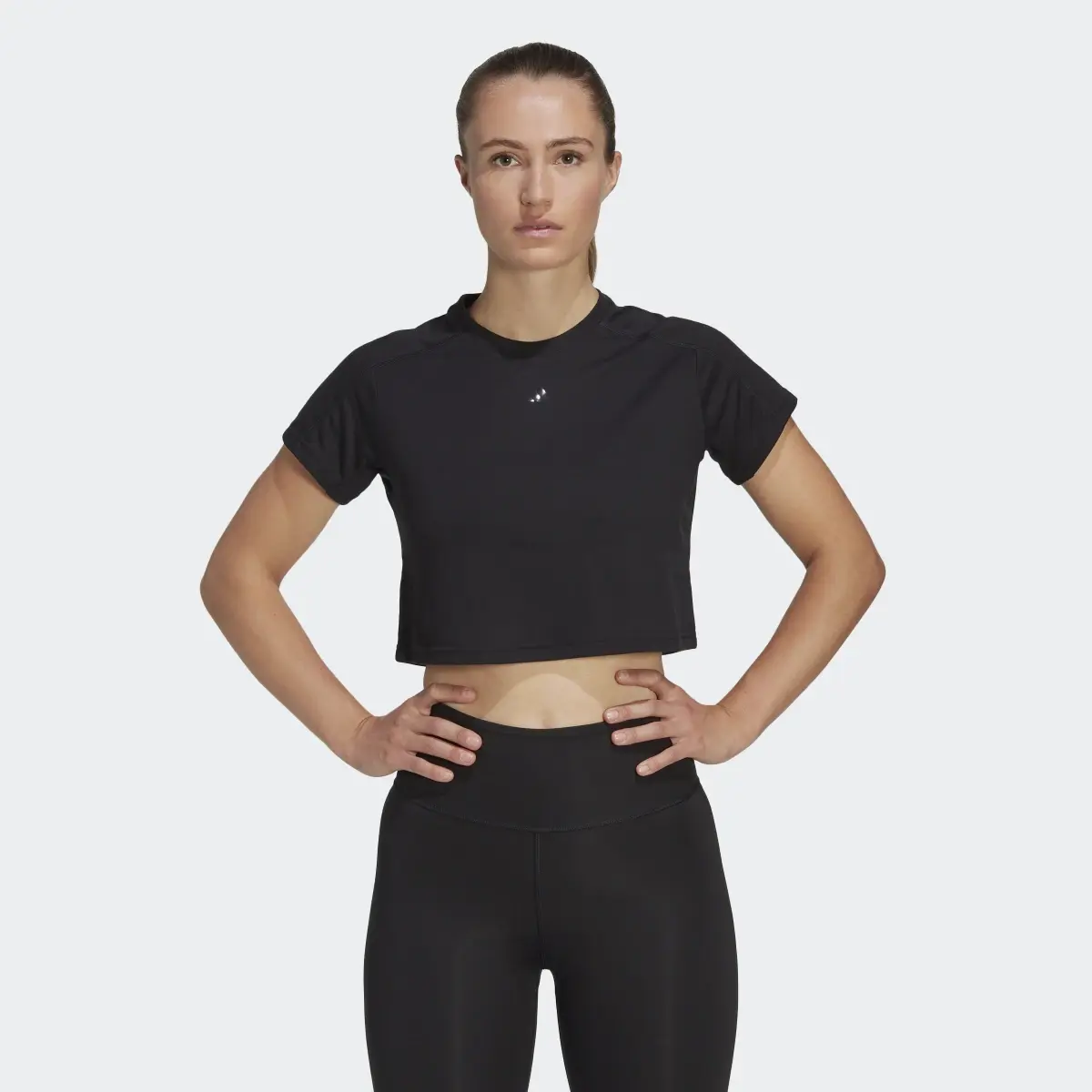 Adidas AEROREADY Train Essentials 3 Bar Logo Crop Tee. 2